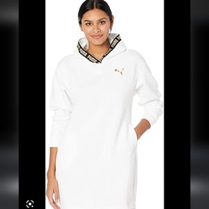 PUMA Womens Metallic Nights Hooded Dress Hood - White